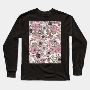 Wild Flowers Floral Pattern Design Long Sleeve T-Shirt